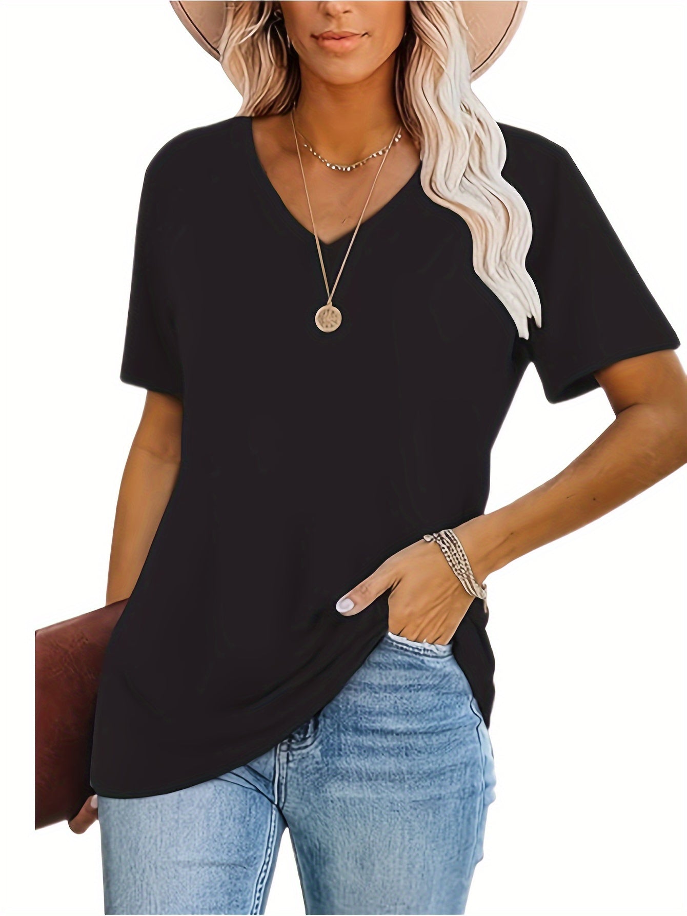 2025 European and American fashion casual loose printed V-neck T-shirt three-piece set