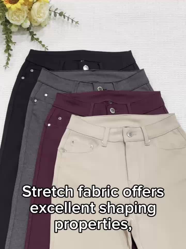 Women's High-Waisted Stretchy Street Style Solid Black Slim-Fit Jeans with Metal Button Details