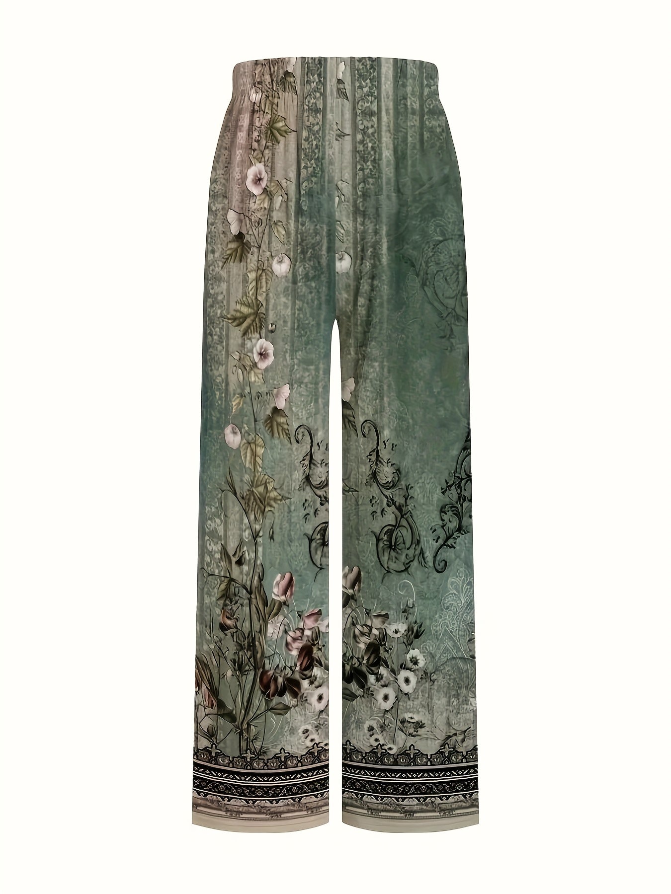 [Floral Print Two Piece Set] Floral Print Two Piece Set - Women's Sleeveless Summer Vest And Pants Casual Set