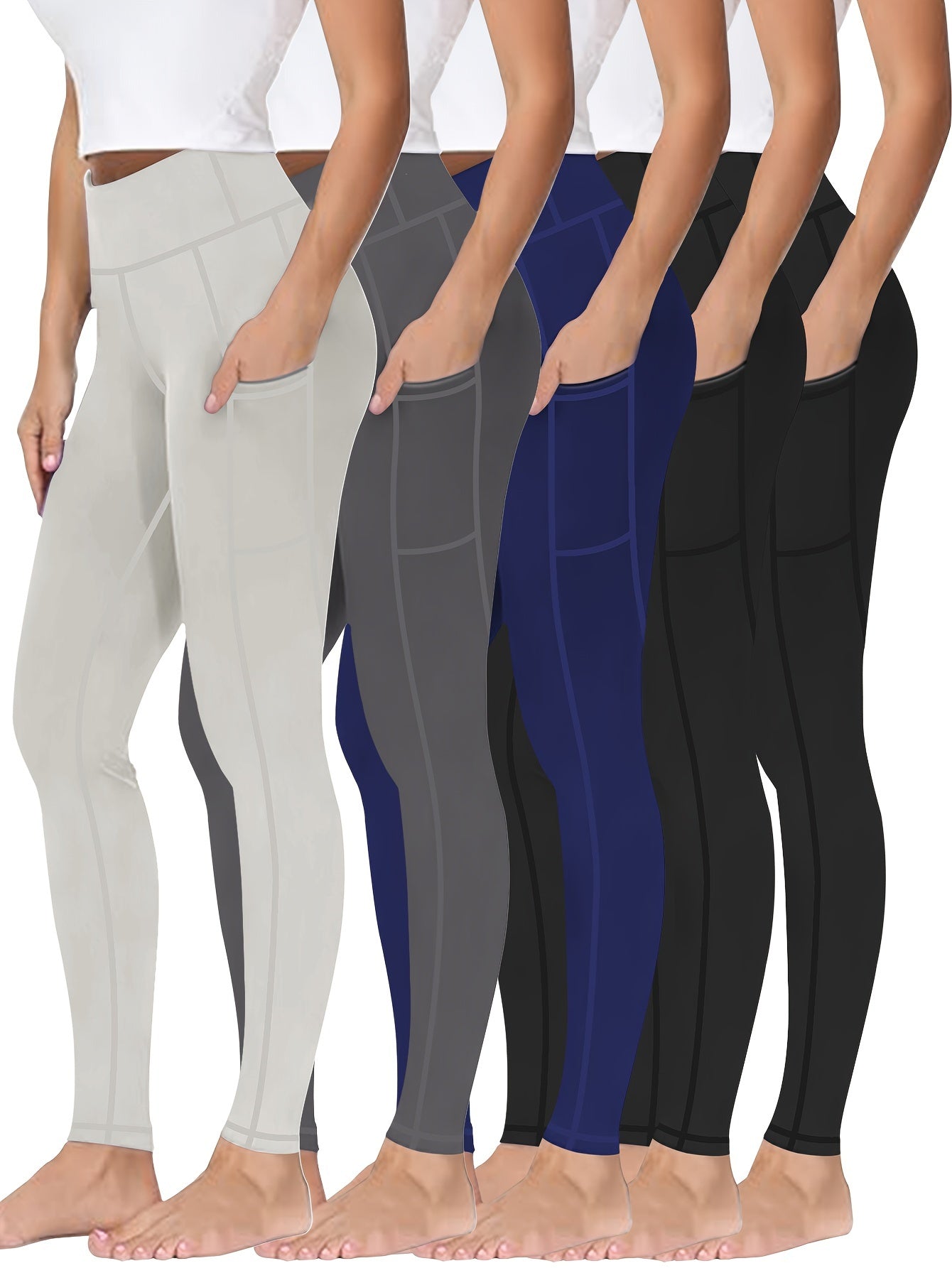 Five piece set of oversized sports leggings for women's 9-point yoga pants, fitness running compression pants