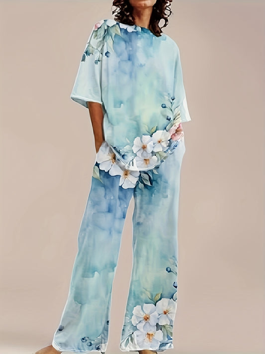 Casual Suit Hot Style Suit Blue Flower