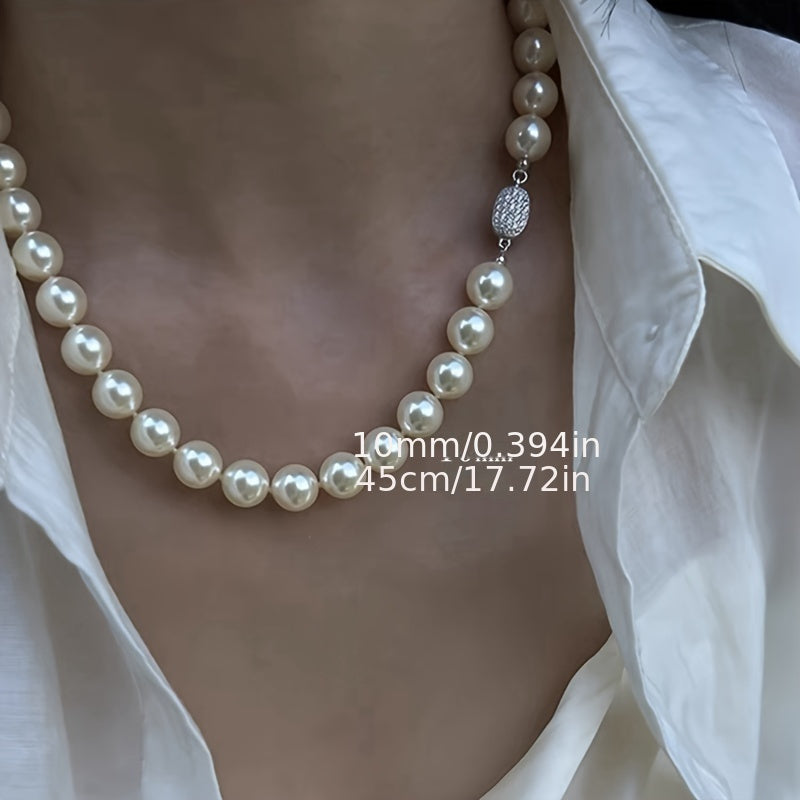 NEULRY 10mm Cred Luxury Jewelry for Women, Elegant Daily Wear & Party Accessories, Durable Zinc Alloy with Sparkling Pearls, Pearl Jewelry, Daily Wear Jewelry, Vintageinspired Jewelry, Zinc Alloy Jewelry