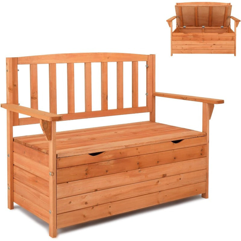 Jumbo 44" Heavy-Duty Outdoor Storage Chest with Backrest & Armrests - Patio, Poolside, Garden Seat Organizer - High Quality, 440lb Weight Capacity - Sturdy Construction for Indoor/Outdoor Use - Easy Assembly - N002, Poolside