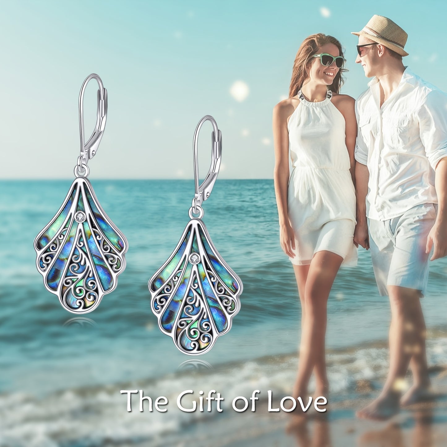 925 Sterling Silver Abalone Shell Dangle Drop Earrings For Women Filigree Bohemian Earrings Jewelry Gift