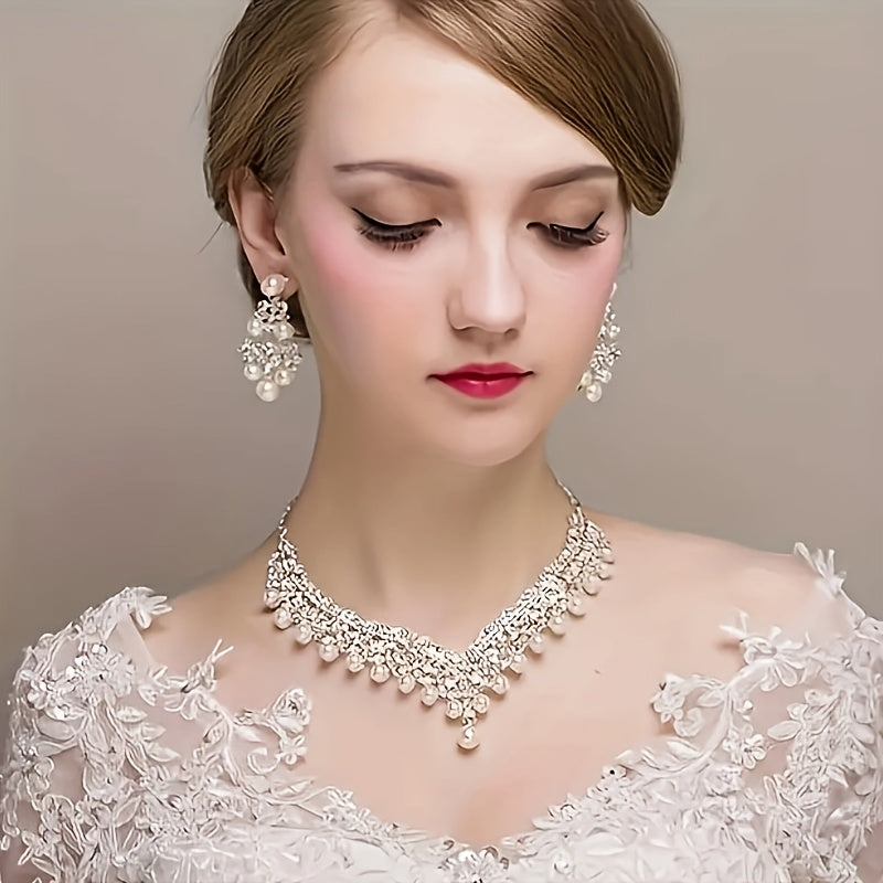 925 Silver Freshwater Freshwater Pearls Necklace And Earrings Two Piece Women's Set, French Luxury, Valentine's Day, Mother's Day, Christmas, Halloween, Birthday Gifts, Graduation Ceremony, Concerts, Gifts for Girlfriends, Mo