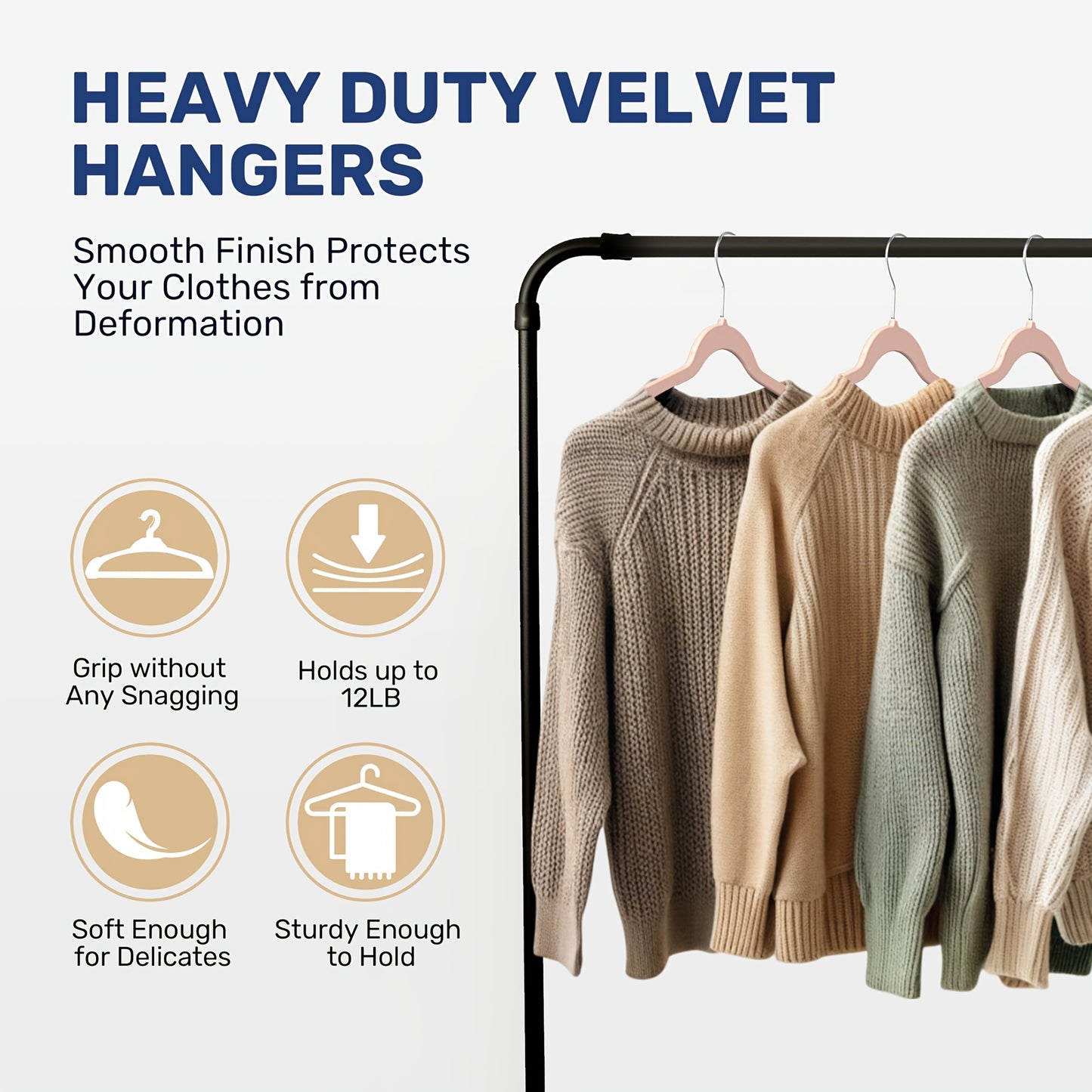 IPOWER Velvet Hangers 50/70 Pack, Non-Slip Clothes Hangers with Shoulder Notches, 360° Swivel Hooks, Heavy Duty Coat Suit Hangers for Closet Space Saving, Pink