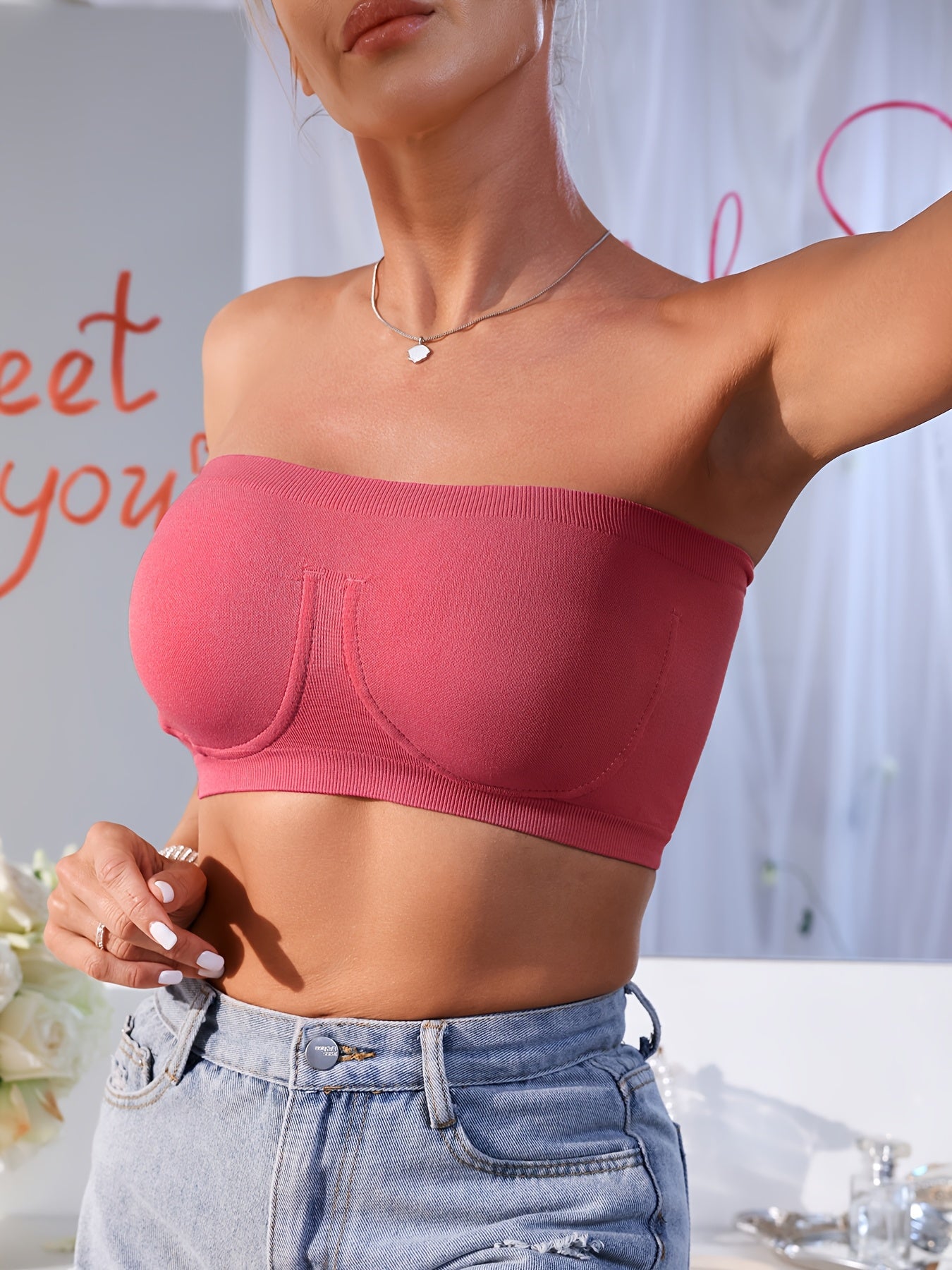 3pcs EssElegance Plus Size Strapless SeamlessBandeau Tube Bra -Wire-Free Non-Slip Design, High-Stretch & Breathable For Backless DressesDaily Comfort