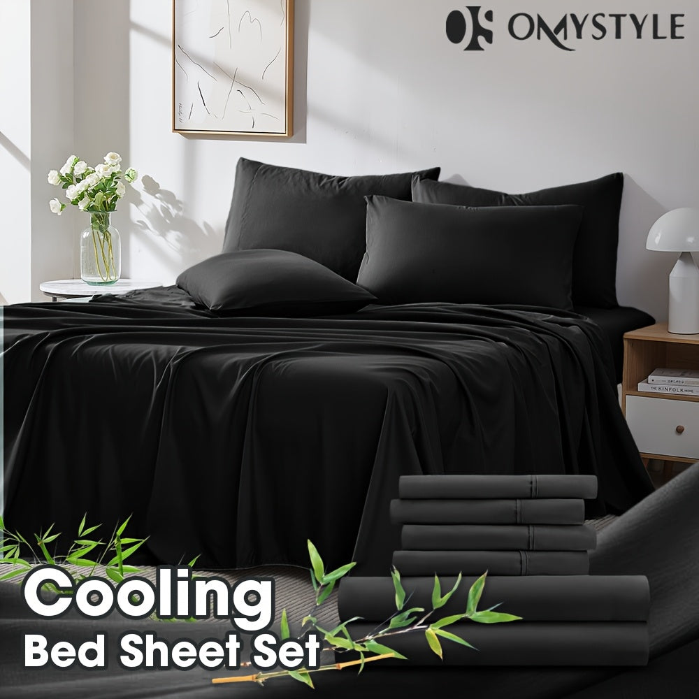 2000TC Summer Cooling Lavender Bed Sheets Set, Bamboo Bedding Set, Ultra-Soft And Breathable for Summer Comfort - Includes Flat Sheet, Fitted Sheet And 2 Pillowcases, Hot Weather Sleep, Minimalist Bedset, High Thread Count Sh