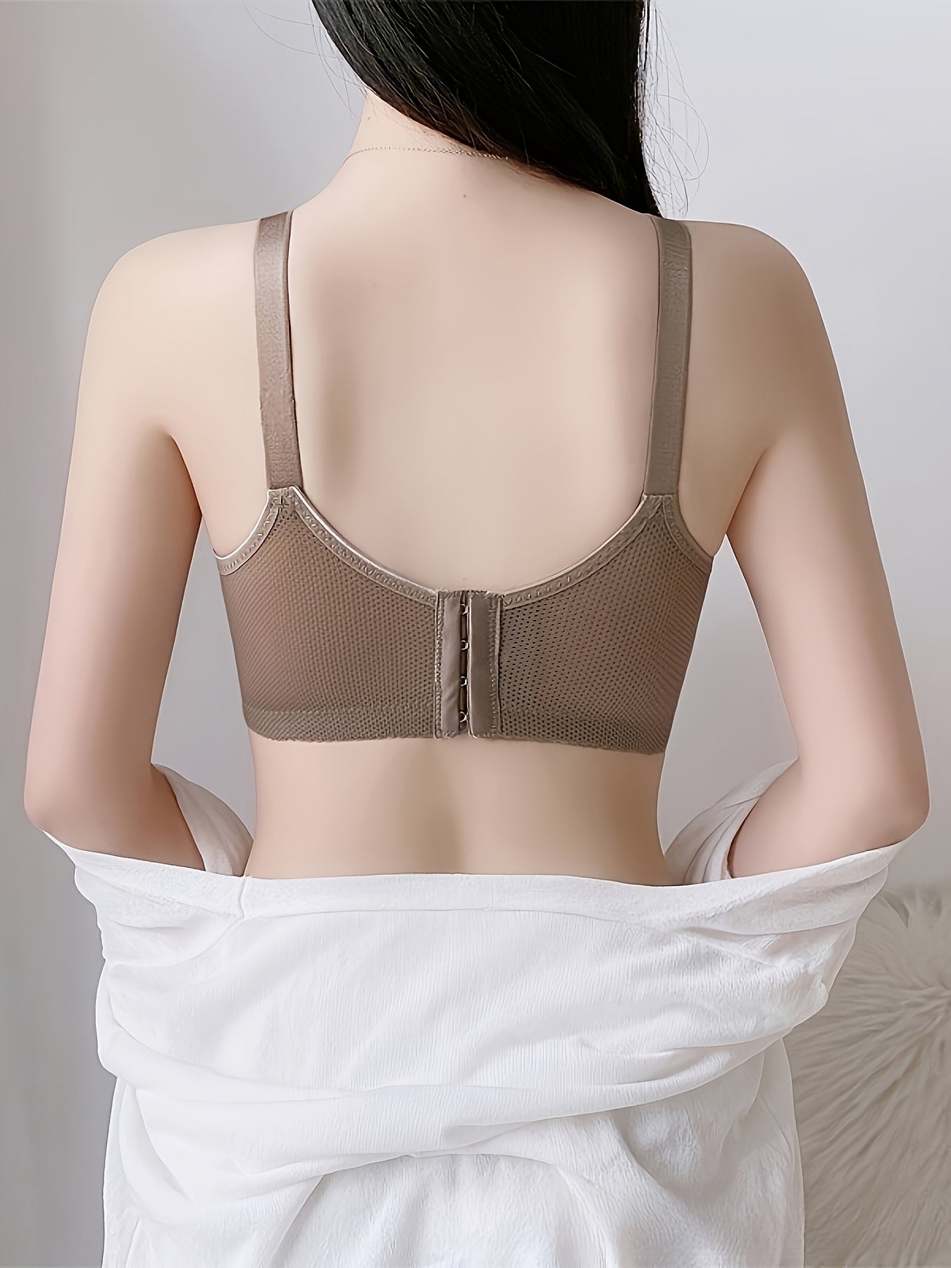 4-Pack Women'S Push-Up Bras - Anti-Sagging Wireless Bras with Full Coverage, Non-Detachable Padding & High Support - Elegant Lace Front for Everyday & Formal Wear - Soft All-Season Bras in Black/Purple/ - No Underwire Needed,