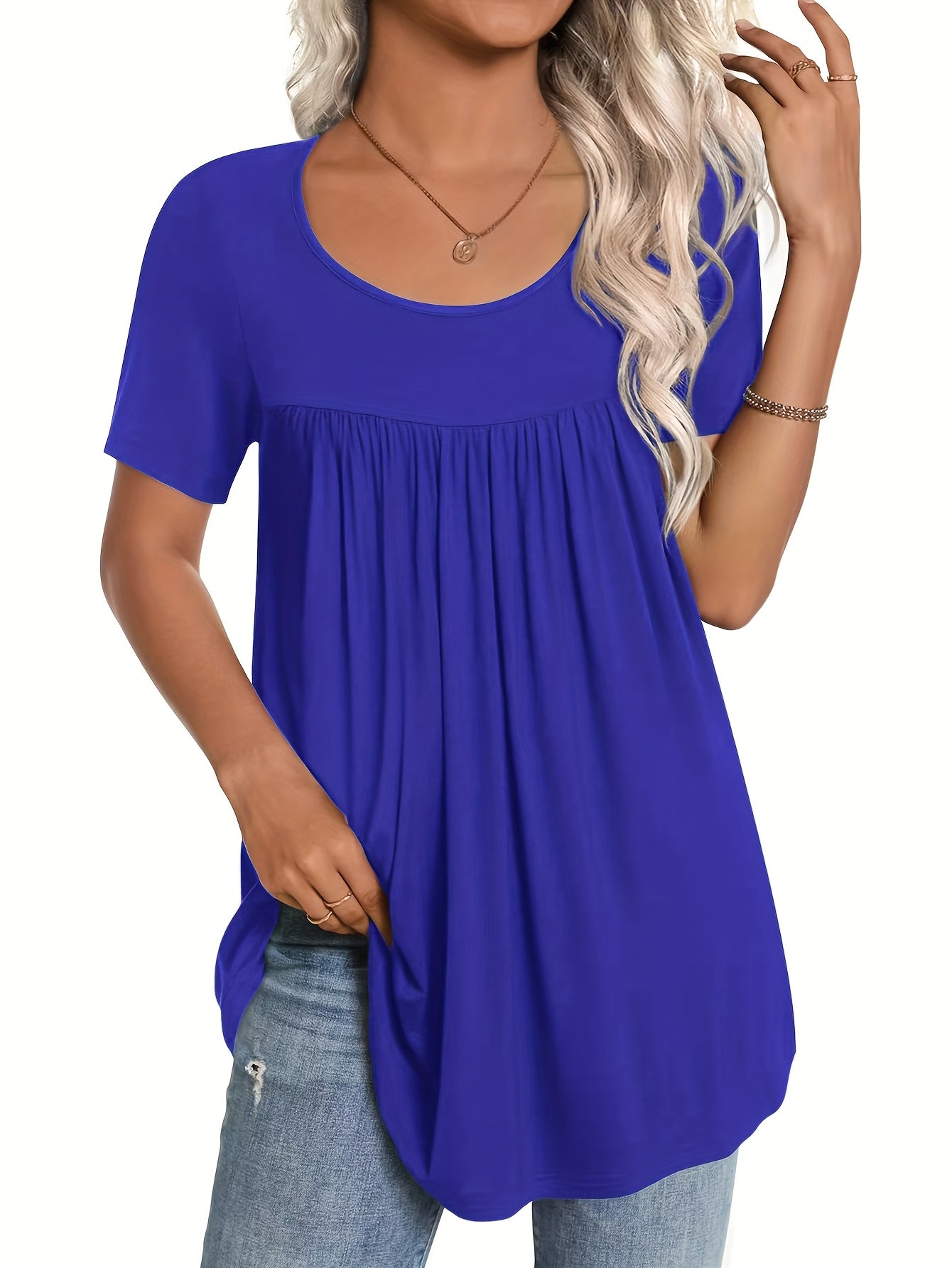 [Summer T-Shirts] 3pcs Comfortable Women's Summer Casual T-Shirts | Crew Neck, Short Sleeve, Solid Color (White, Light Gray, Black) - Machine Washable