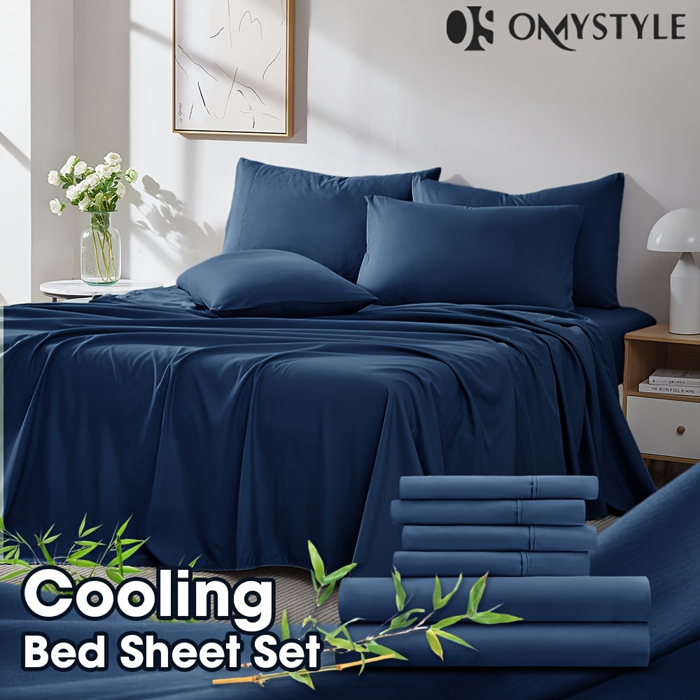 2000TC Summer Cooling Lavender Bed Sheets Set, Bamboo Bedding Set, Ultra-Soft And Breathable for Summer Comfort - Includes Flat Sheet, Fitted Sheet And 2 Pillowcases, Hot Weather Sleep, Minimalist Bedset, High Thread Count Sh
