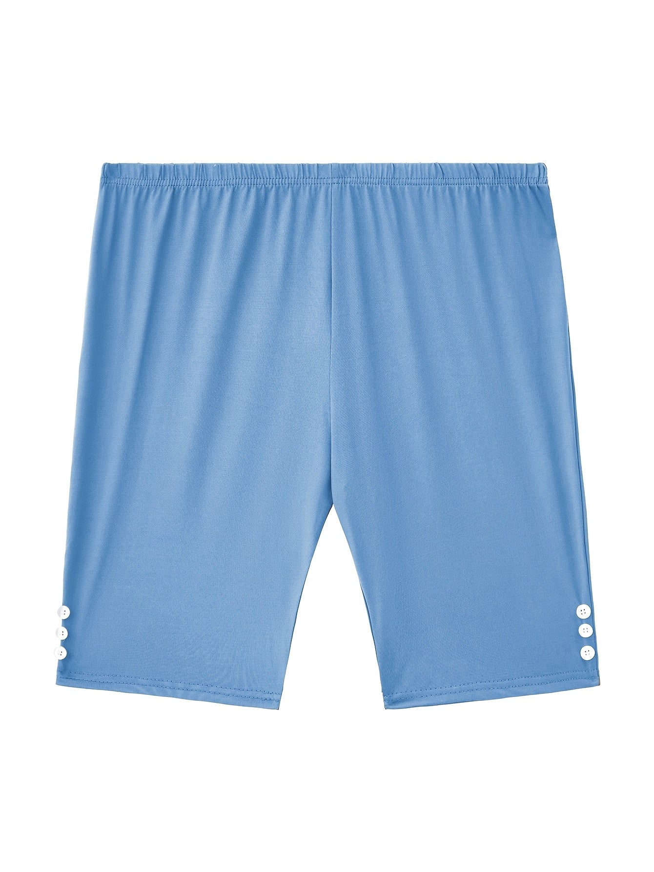 4pcs Plus Size Women'S High Waisted Shorts - Stretchy, Button-Decorated, Casual Capri Pants for Fitness, Yoga, Running - Ideal for Everyday, Holiday Wear, Holiday Wear|Casual Capri Pants|Stretchy Material