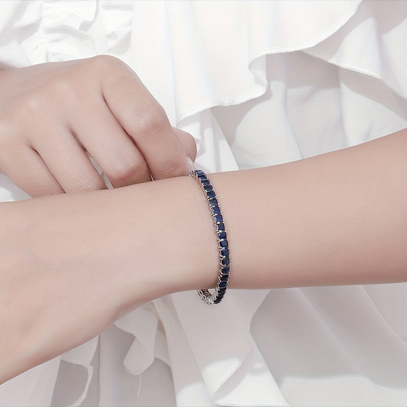 5.2g 1pc 925 Silver Bracelet, Synthetic Blue Jewel Bracelet Beautiful Valentiner Day Gift, Birthday Gift or Christmas Gift, Gorgeous Luxury Style, The First Choice for Gifts