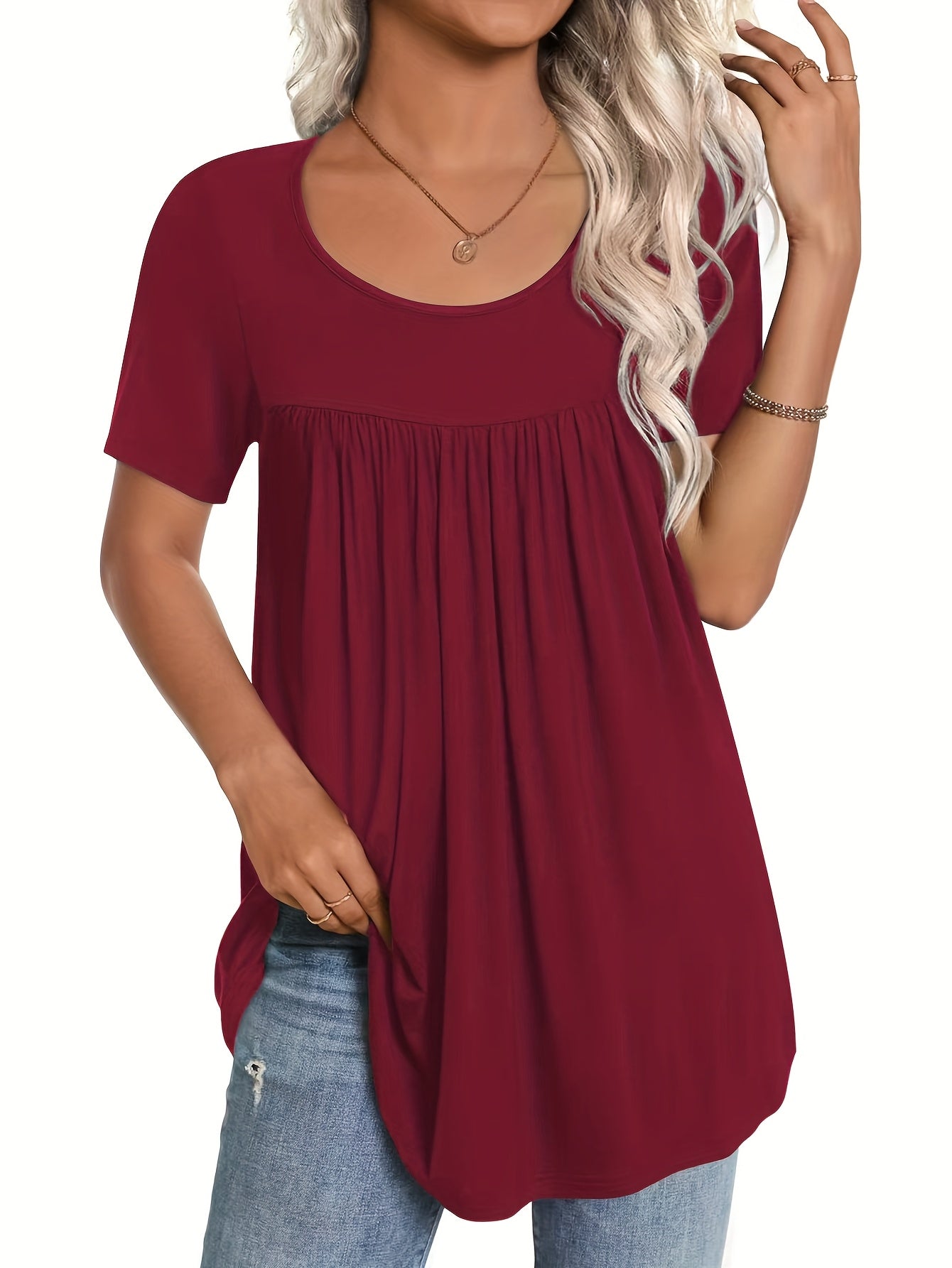 [Summer T-Shirts] 3pcs Comfortable Women's Summer Casual T-Shirts | Crew Neck, Short Sleeve, Solid Color (White, Light Gray, Black) - Machine Washable