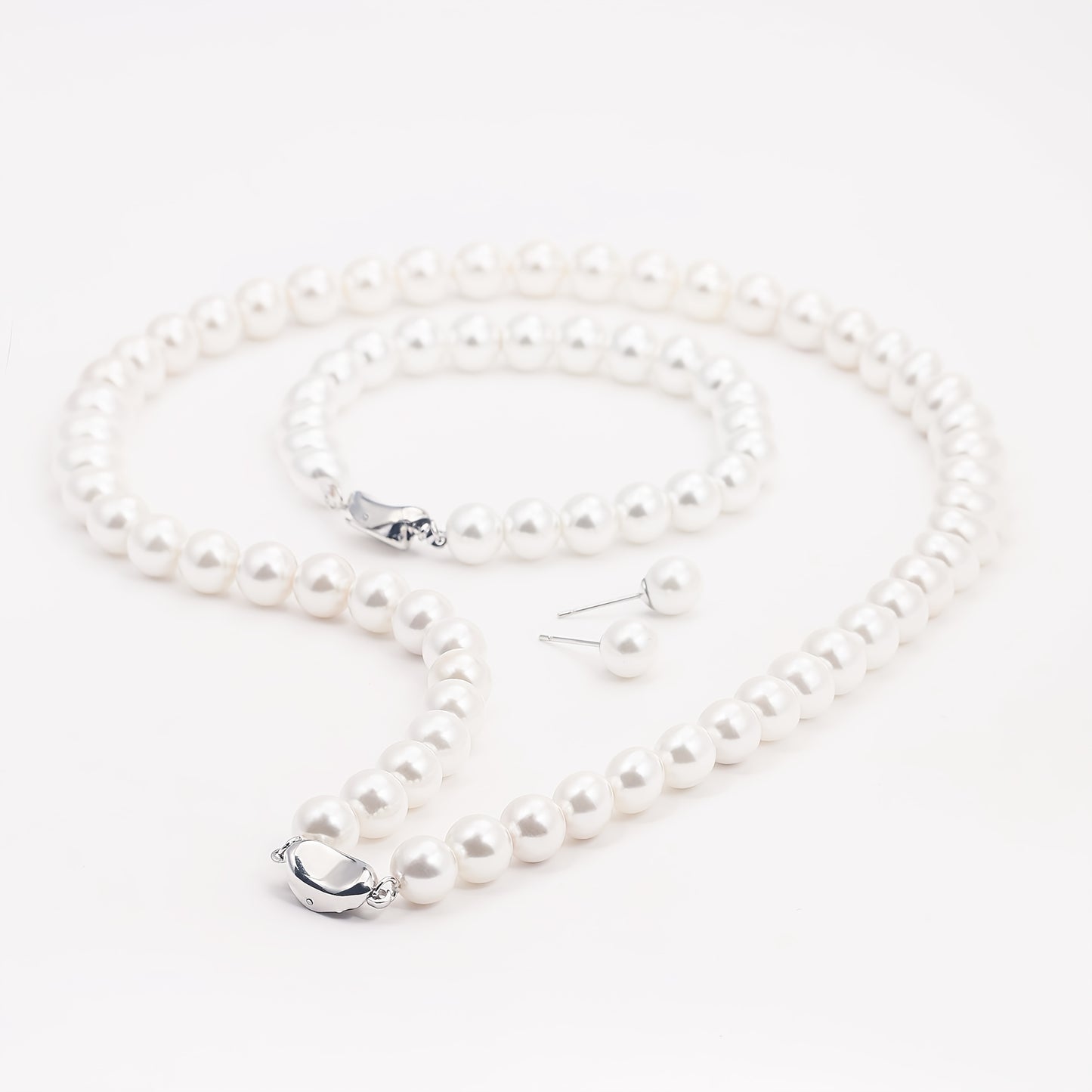 925 Sterling Silvery Chain Freshwater Pearls Necklace, Set With Lustrous White Freshwater Pearls, Elegant And Luxurious, Wedding Bridal Bridesmaid Jewelry/ Birthday Gift/ Anniversary Gift, Jewelry For Teenager, Cheap Girl Stu