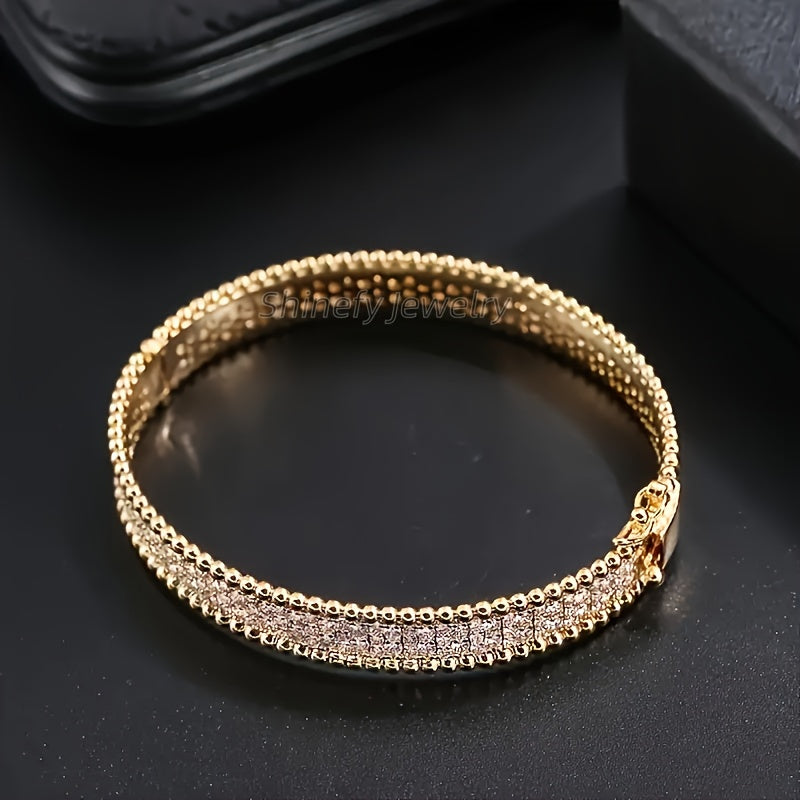 Moissanite Jewelry for Women: 18K Golden Plated 925 Sterling Silvery Hypoallergenic Bracelet with Dazzling Moissanite Stones, Elegant & Sexy Design for Wedding/Valentines/Christmas Gifts - Luxe Gift Box for Wife, Girlfriend,