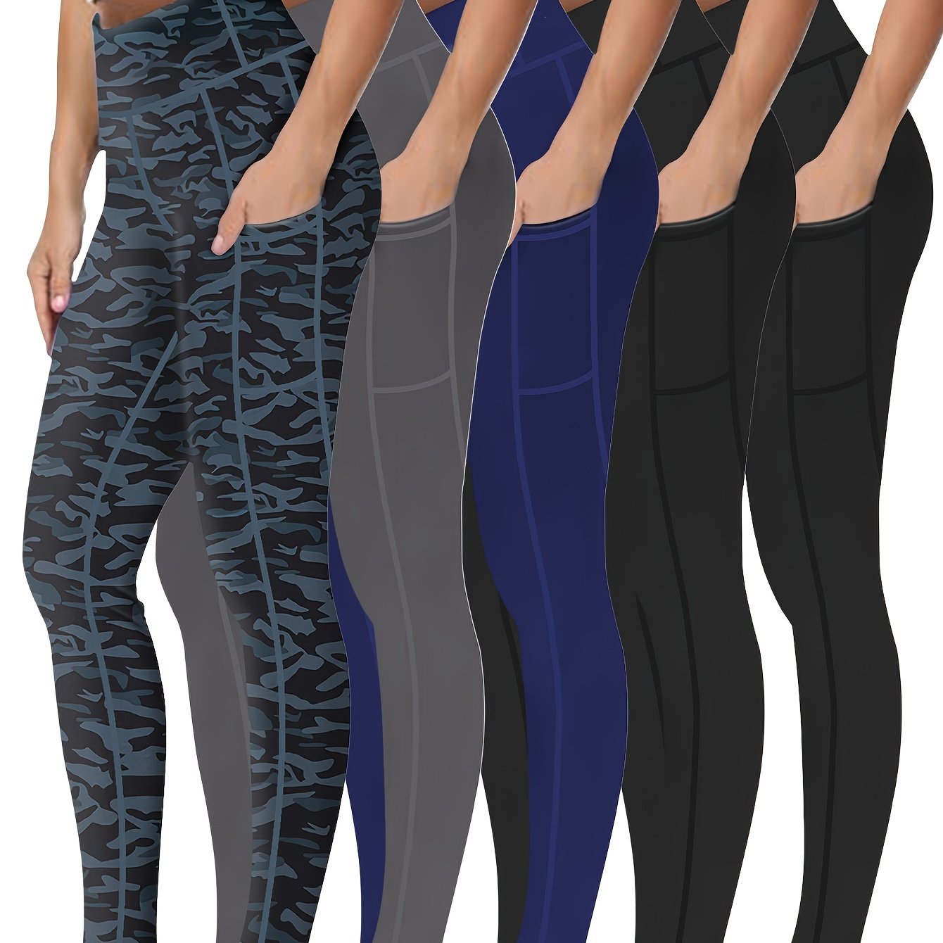 Five piece set of oversized sports leggings for women's 9-point yoga pants, fitness running compression pants