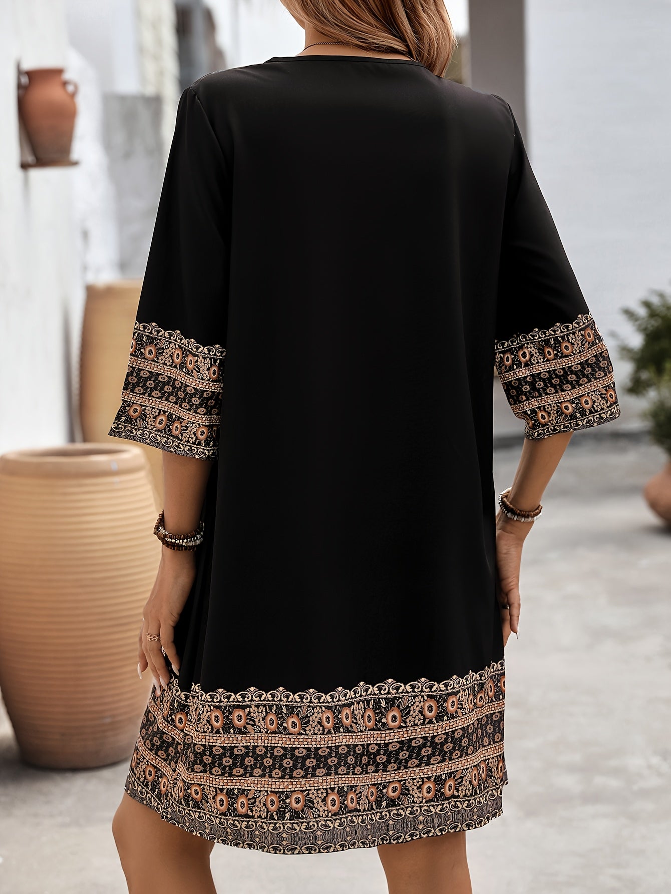 [All Seasons Machine Washable Dress] Print Dress for Women - Polyester, Machine Washable, All Seasons